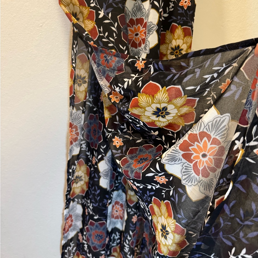 Forever 21 Black Maxi Dress with Red, Gold, Cream Floral Print - Picture 11 of 12